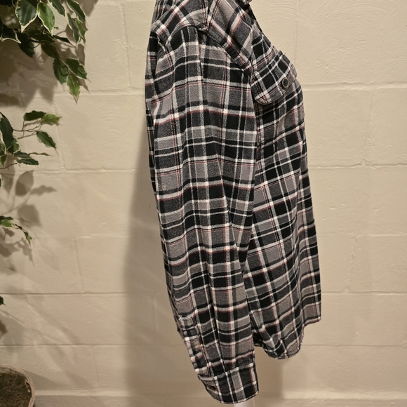Jachs Mens Large Grey & Black Plaid Cotton Button-Up Long Sleeve Shirt Flannel. - Picture 4 of 13